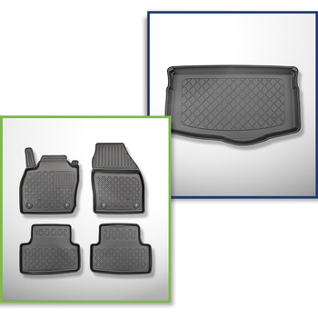 Conjunto de tapetes de bagageira e tapetes de carro feitos sob medida para Volkswagen T-Cross Crossover (04.2019-....) - parte inferior do porta-malas; base móvel na posição mais baixa