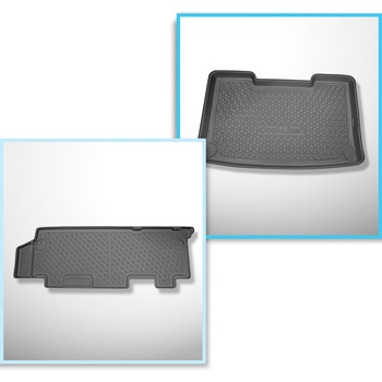 Conjunto de tapetes de bagageira e tapetes de carro feitos sob medida para Volkswagen Caravelle T6, T6.1 Van (06.2015-2024) - distância entre eixos curtos; para a terceira fileira de assentos; costas completas 2ª fileira (T - 2ª fileira)