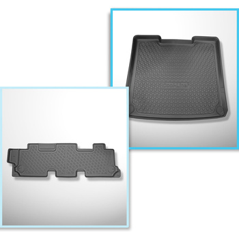 Conjunto de tapetes de bagageira e tapetes de carro feitos sob medida para Volkswagen Caravelle T5 Van (2003-05.2015) - longa distância entre eixos; para a terceira fileira de assentos; 3ª fileira completa (TT - 3ª fileira)