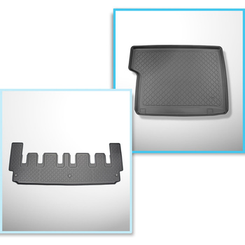 Conjunto de tapetes de bagageira e tapetes de carro feitos sob medida para Ford Tourneo Custom Van (02.2018-06.2023)