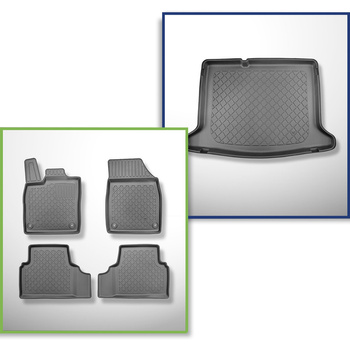 Conjunto de tapetes de bagageira e tapetes de carro feitos sob medida para Volkswagen ID.3 Hatchback (11.2019-....) - parte inferior do porta-malas; modelos sem base móvel de porta-malas