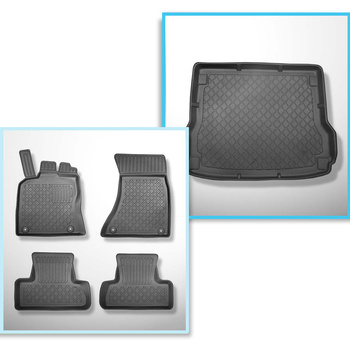 Conjunto de tapetes de bagageira e tapetes de carro feitos sob medida para Audi Q5 I 8R SUV (11.2008-12.2016) - não para 2.0 TFSI Hybrid