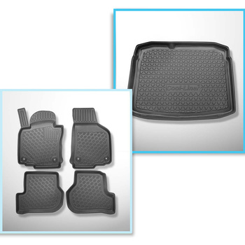 Conjunto de tapetes de bagageira e tapetes de carro feitos sob medida para Volkswagen Golf V Hatchback (10.2003-2008) - com roda sobressalente provisória ou conjunto de reparação