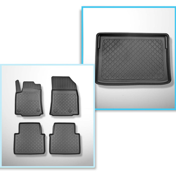 Conjunto de tapetes de bagageira e tapetes de carro feitos sob medida para Citroen C3 Aircross SUV (11.2017-2024) - parte inferior do porta-malas; modelos com base móvel de porta-malas (Flex Floor)
