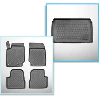 Conjunto de tapetes de bagageira e tapetes de carro feitos sob medida para Peugeot 208 II Hatchback (06.2019-....) - não para versões elétricas e híbridas