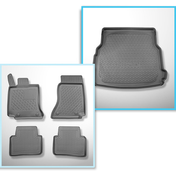 Conjunto de tapetes de bagageira e tapetes de carro feitos sob medida para Mercedes-Benz Classe C W206 Combo (06.2021-....) - não para a versão Plug-in Hybrid; também para a versão All-Terrain