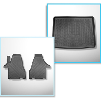 Conjunto de tapetes de bagageira e tapetes de carro feitos sob medida para Volkswagen Multivan T6, T6.1 Van (06.2015-2021) - longa distância entre eixos; para a terceira fileira de assentos; tamanho do tapete 124 cm largura x 100 cm de comprimento