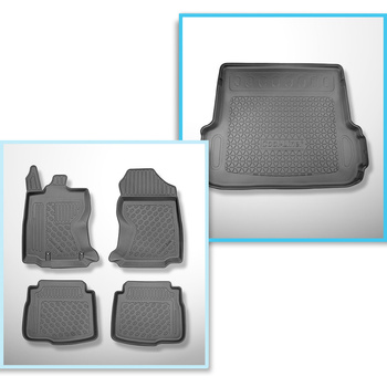Conjunto de tapetes de bagageira e tapetes de carro feitos sob medida para Subaru Outback VI (BT) Combo (05.2021-....) - com /sem subwoofer