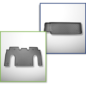 Conjunto de tapetes de bagageira e tapetes de carro feitos sob medida para Tesla Model X SUV (01.2021-....) - 6 lugares; II fileira; para a terceira fileira de assentos