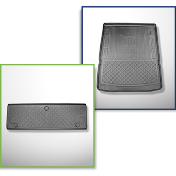 Conjunto de tapetes de bagageira e tapetes de carro feitos sob medida para Volkswagen Caddy V Maxi Van (11.2020-....) - 7 lugares; para a segunda fileira de assentos
