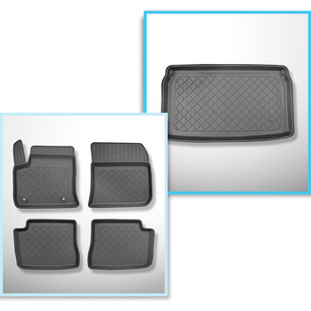 Conjunto de tapetes de bagageira e tapetes de carro feitos sob medida para Opel Mokka-e SUV (02.2021-....) - parte superior do porta-malas; base móvel na posição mais alta
