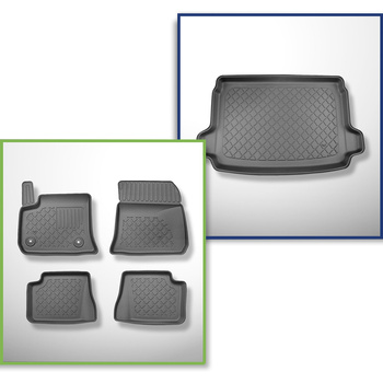 Conjunto de tapetes de bagageira e tapetes de carro feitos sob medida para Fiat 600e Hatchback (09.2023-....) - parte superior do porta-malas; base móvel na posição mais alta