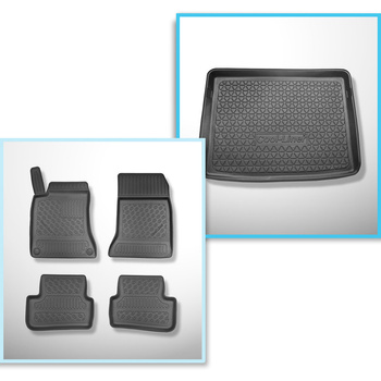 Conjunto de tapetes de bagageira e tapetes de carro feitos sob medida para Mercedes-Benz Classe B W246, W247 Sports Tourer (10.2011-12.2018) - parte superior do porta-malas; com base dupla do porta-malas (com EASY VARIO PLUS SYSTEM (superfície plana de ca