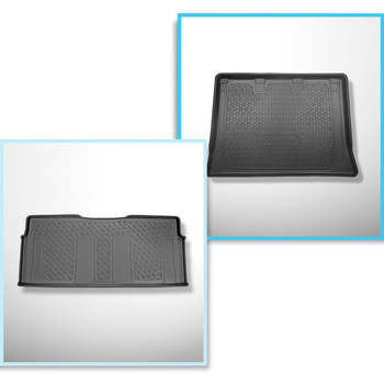Conjunto de tapetes de bagageira e tapetes de carro feitos sob medida para Mercedes-Benz EQV 300 Van (10.2020-....) - Versão Extra Long (espaçamento entre eixos 3430 mm, comprimento do carro 5370 mm); para a terceira fileira de assentos; sem divisão de co