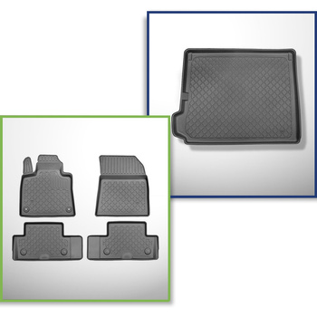 Conjunto de tapetes de bagageira e tapetes de carro feitos sob medida para Citroen C4 Grand Picasso II Minivan (09.2013-06.2022) - 7 lugares; sem terceira fileira