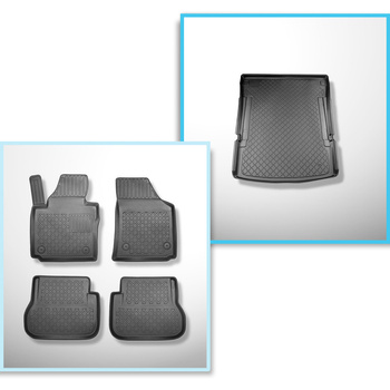Conjunto de tapetes de bagageira e tapetes de carro feitos sob medida para Volkswagen Caddy IV Maxi Van (10.2007-10.2020) - Startline; 5 lugares; sem terceira fileira