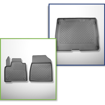 Conjunto de tapetes de bagageira e tapetes de carro feitos sob medida para Renault Kangoo III Van (06.2021-....) - 5 lugares; distância entre eixos curtos; não para a versão elétrica