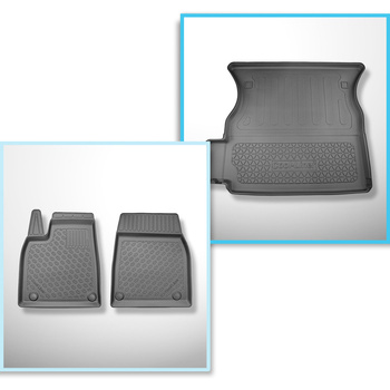 Conjunto de tapetes de bagageira e tapetes de carro feitos sob medida para Tesla Model X SUV (01.2021-....) - 6/7 lugares; para a segunda fileira de assentos (terceira fileira inclinada)