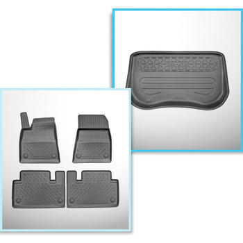 Conjunto de tapetes de bagageira e tapetes de carro feitos sob medida para Tesla Model 3 Sedan (07.2017-06.2020) - porta-malas dianteiro; tração em 2 e 4 rodas