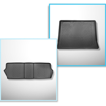 Conjunto de tapetes de bagageira e tapetes de carro feitos sob medida para Mercedes-Benz Classe V W447 Van (10.2014-....) - Versão Extra Long (espaçamento entre eixos 3430 mm, comprimento do carro 5370 mm); para a terceira fileira de assentos; sem divisão