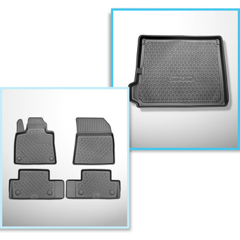 Conjunto de tapetes de bagageira e tapetes de carro feitos sob medida para Citroen C4 Grand Spacetourer Minivan (09.2013-06.2022) - 7 lugares; sem terceira fileira