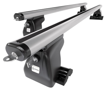 Suporte de tejadilho compatível com Chrysler Voyager Minivan (2001-2008) - bagageiro prata - mala de teto - rack de barras - Perfil T - Alumínio