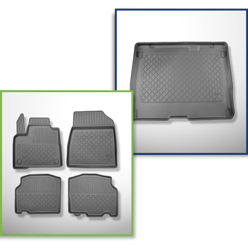Conjunto de tapetes de bagageira e tapetes de carro feitos sob medida para Nissan Townstar Combo (01.2022-....) - 5 lugares; distância entre eixos curtos; não para a versão elétrica
