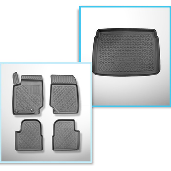 Conjunto de tapetes de bagageira e tapetes de carro feitos sob medida para Peugeot 2008 II SUV (01.2020-....) - parte superior do porta-malas; base móvel na posição mais alta; não para versões elétricas e híbridas