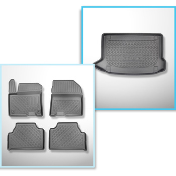 Conjunto de tapetes de bagageira e tapetes de carro feitos sob medida para Hyundai Kauai electric SUV (08.2018-03.2023) - não para a versão híbrida